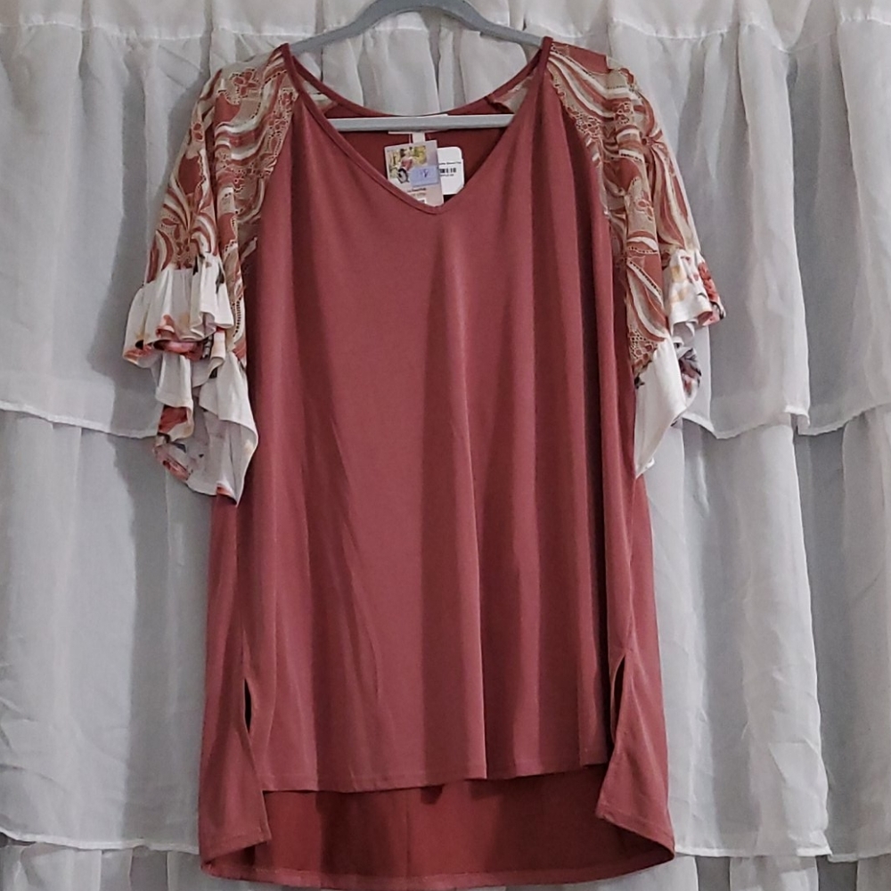 Mauve Ruffle Sleeve Top